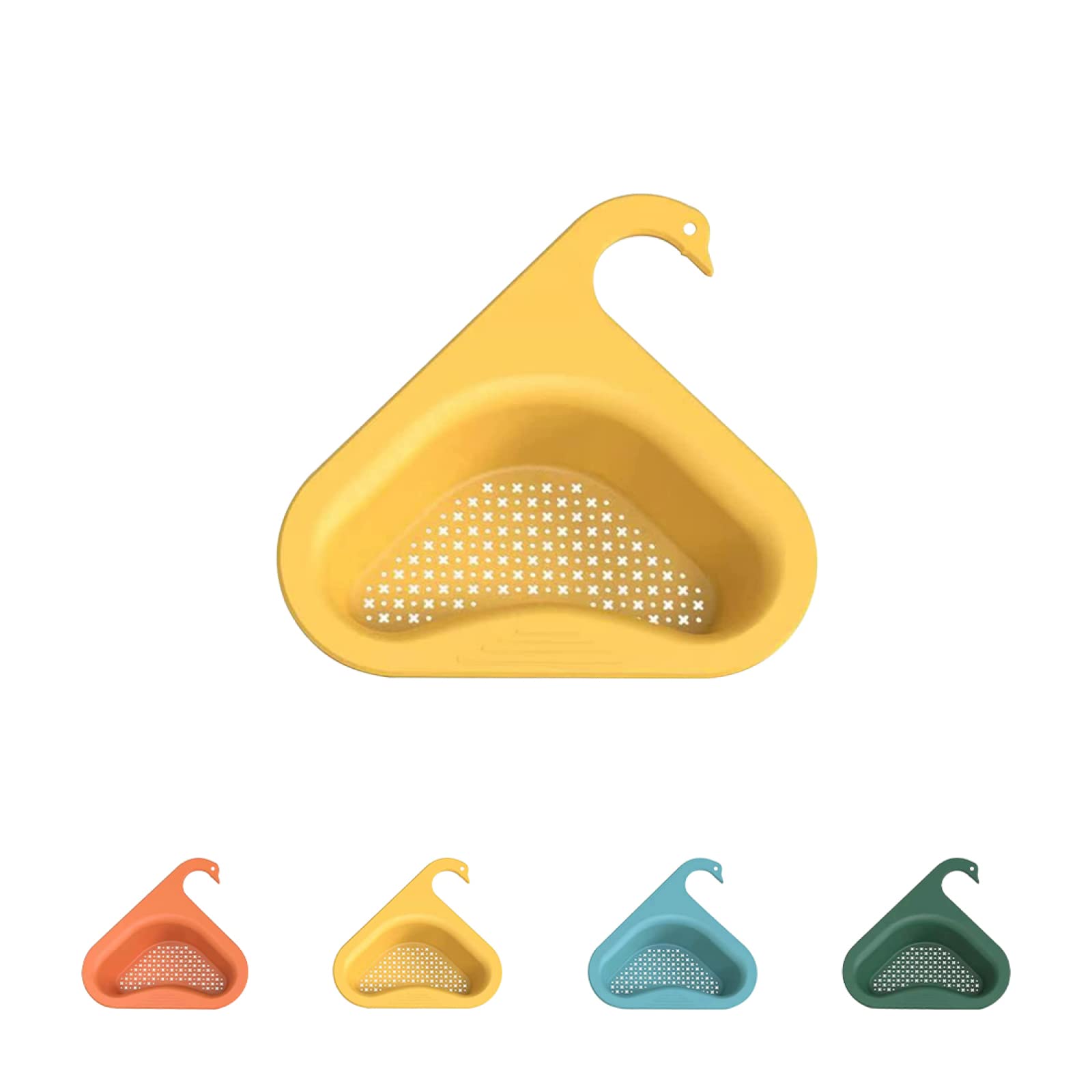CZYSKY Kitchen Sink Drain Basket - Swan Design Corner Strainer with Triangular Filter, Hangs on Faucet, Universal Fit for All Sinks (Yellow, 1PC) - Perfect for Preventing Clogs and Keeping Sink Clean