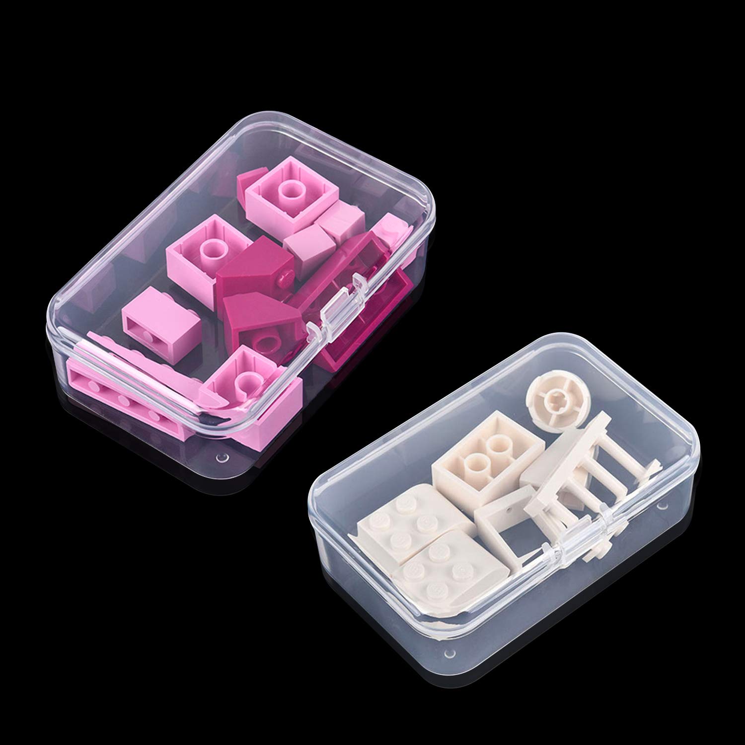 Rocutus 12-Pack Clear Plastic Beads Storage Containers with Lids - 4.5 x 3.3 x 1.1 Inch Small Hinged Organizer Boxes for Jewelry Making, Craft Supplies & DIY Accessories - Perfect for Beads, Buttons, Sequins & Small Parts Storage