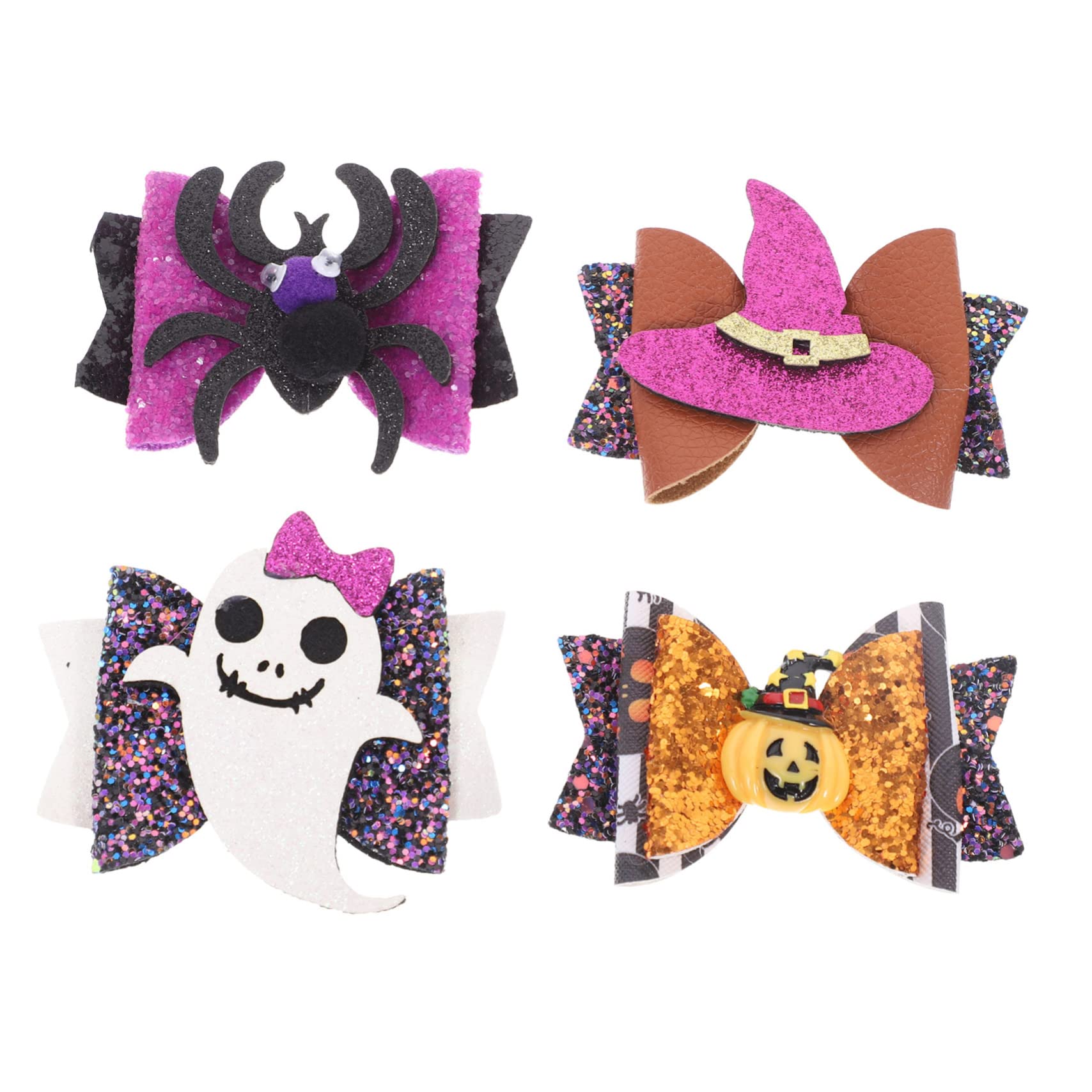 Minkissy 4pcs Halloween Hair Clips - Cute Baby Bows & Alligator Hair Barrettes for Girls, Women & Kids | Perfect for Halloween Costumes, Parties & Everyday Hair Accessories