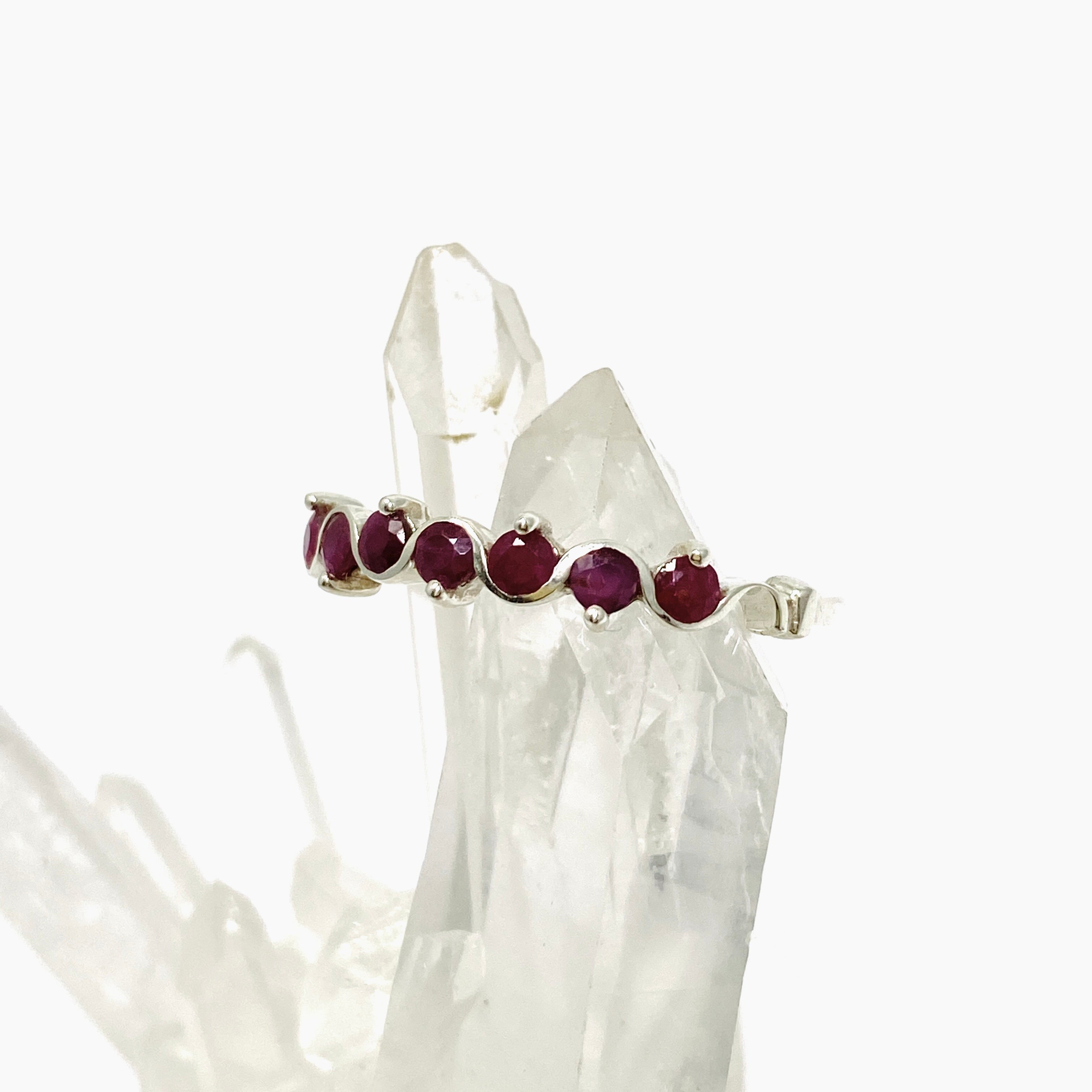 Ruby Round Faceted Multi-Stone Ring Size 10 - PRGJ823 | Elegant Jewelry for Women, Perfect for Weddings, Parties & Special Occasions