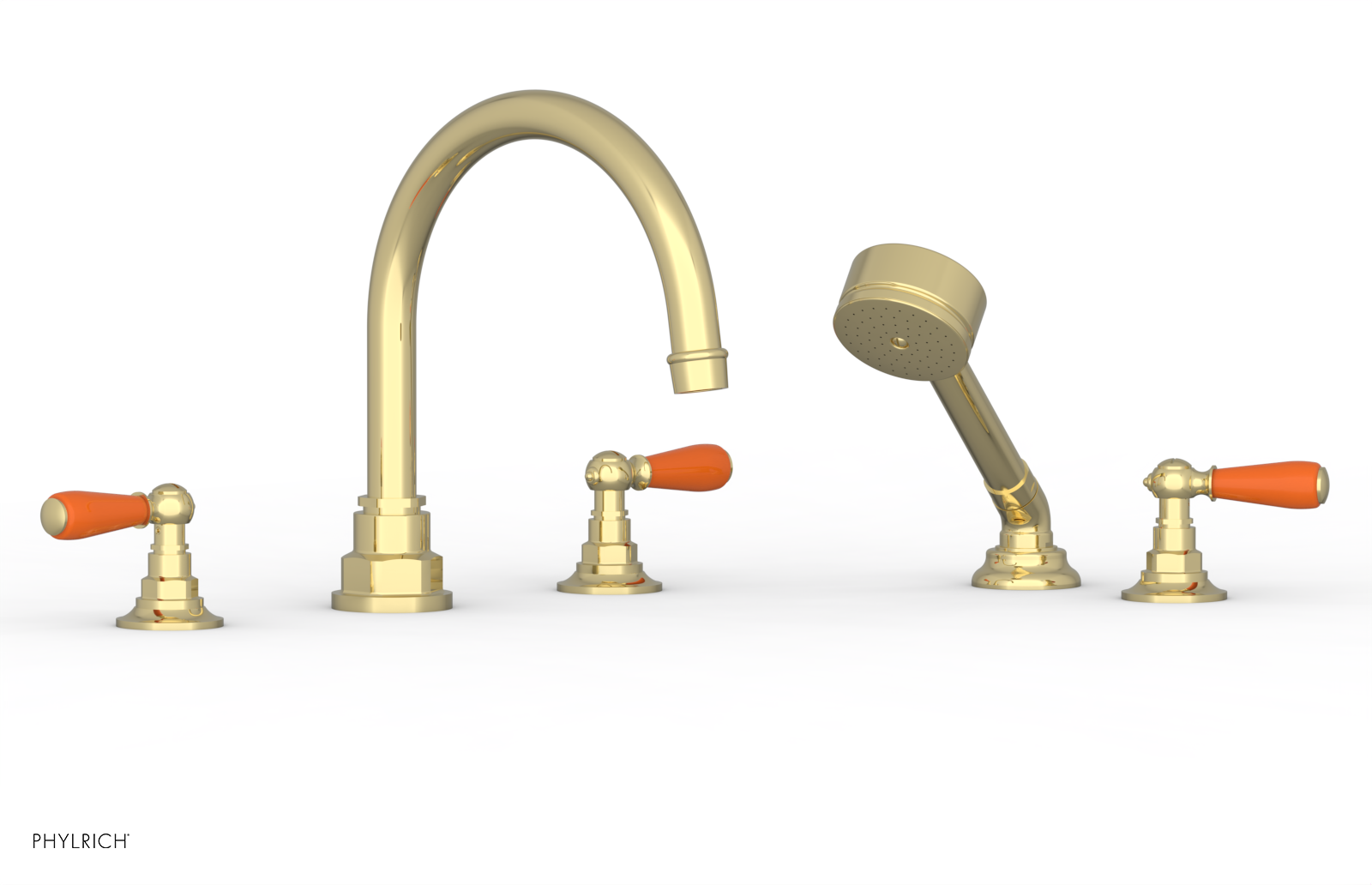 Jamestown Deck Tub Set with Hand Shower - Lever Handles & Orange Accents (165-49) - Perfect for Outdoor Bathing & Relaxation in Your Backyard Oasis