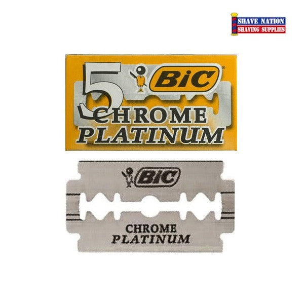 Bic Chrome Platinum Double Edge Razor Blades - 5 Pack - Made in Greece - Sharp & Smooth Shaving for Men - Perfect for Daily Shaving & Travel