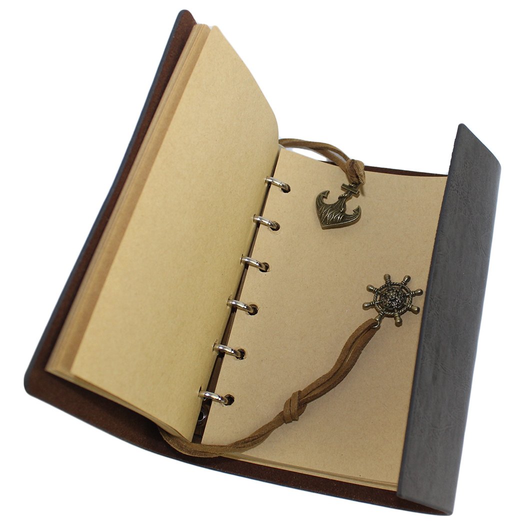 Vintage Classic Refillable Notebook with Loose Leaf Pages - Black Writing Journal & Gel Pen Set for School, Office, and Creative Note-Taking