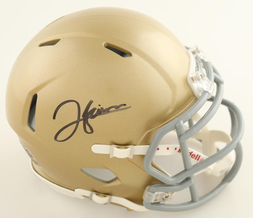Authentic Jordan Faison Signed Notre Dame Fighting Irish Speed Mini Helmet - Collectible Football Memorabilia for Fans and Sports Enthusiasts - Perfect for Display, Gifts, and Game Room Decor