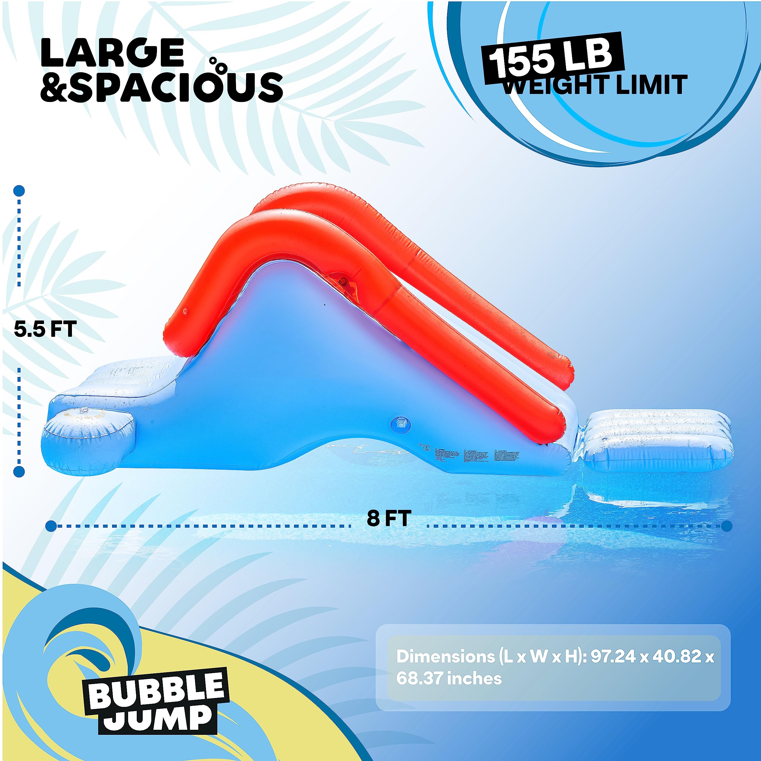 Best Inflatable Pool Slide for Inground Pools - Adjustable Sprayers & Weighted Water Base for Stability - Fun Water Slides for Adults & Kids Ages 7+ - Perfect for Backyard Parties, Summer Fun & Family Gatherings - By Bubble Jump