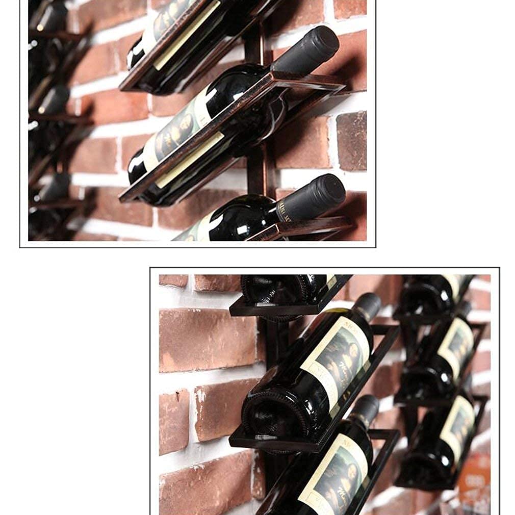 Wall-Mounted Metal Wine Rack - Holds 6 Bottles - Space Saving Wine Storage for Kitchen, Bar or Dining Room