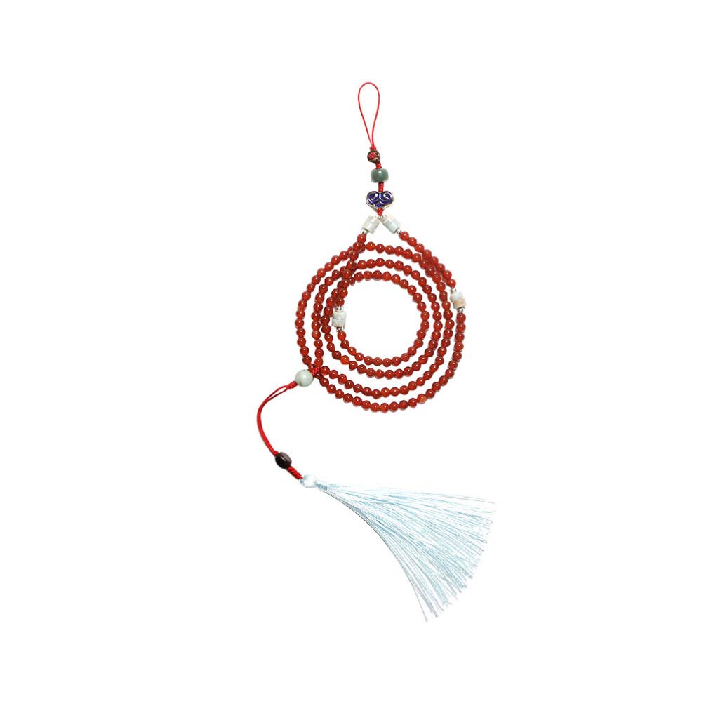 Hemobllo Phone Lanyard with Red Agate Beads - Adjustable Neck Strap & Wrist Strap for Smartphones - Chinese Style Decorative Cell Phone Holder - Perfect for Work, Travel and Daily Use
