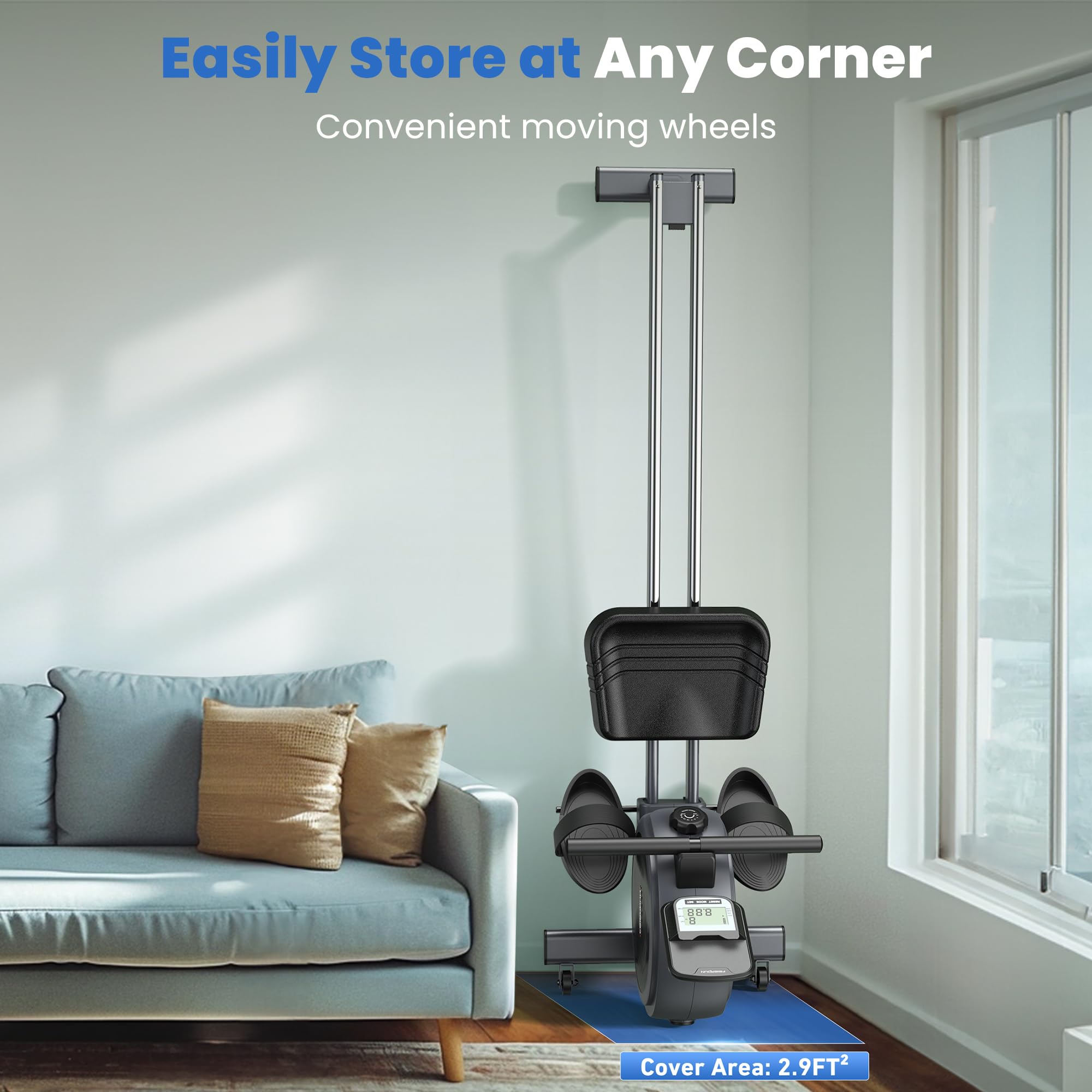 FEIERDUN Magnetic Rowing Machine for Home - 350LBS Weight Capacity, Dual Slide Rail, Bluetooth APP Connectivity - Perfect for Home Gym, Cardio Workouts & Full Body Training