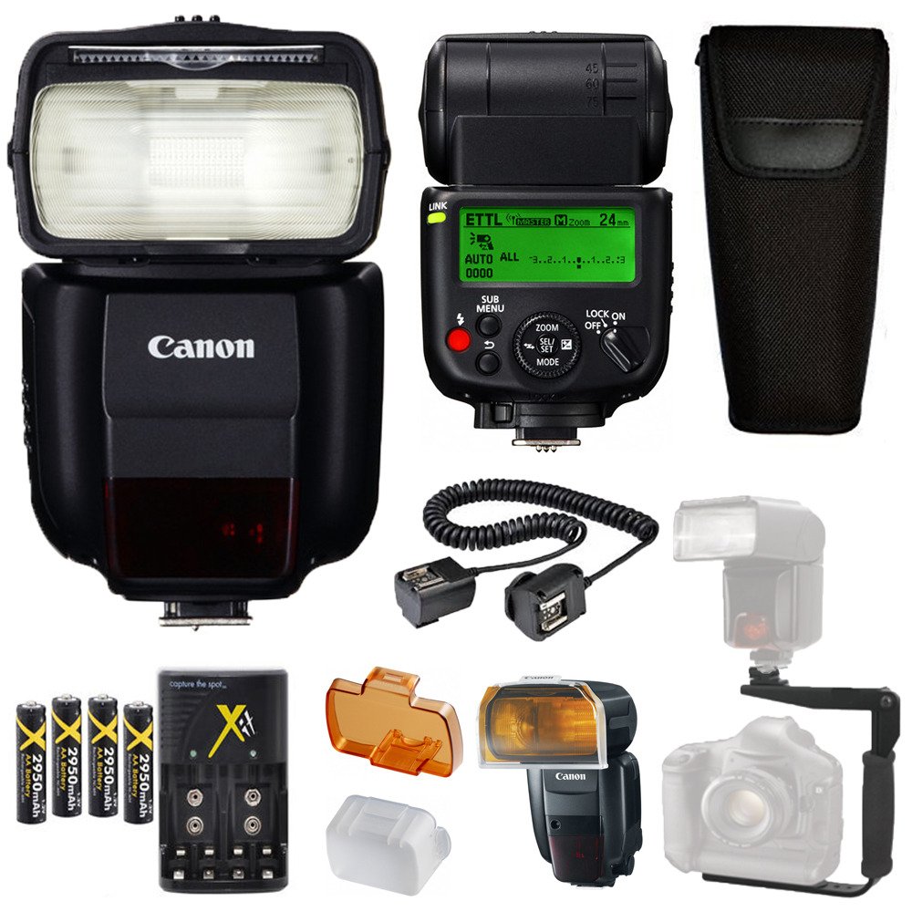 Canon Speedlite 430EX III-RT Flash with Case, 4 Rechargeable AA Batteries, Charger, L Bracket & TTL Cord - Professional DSLR Camera Flash Kit for Wedding, Portrait & Event Photography