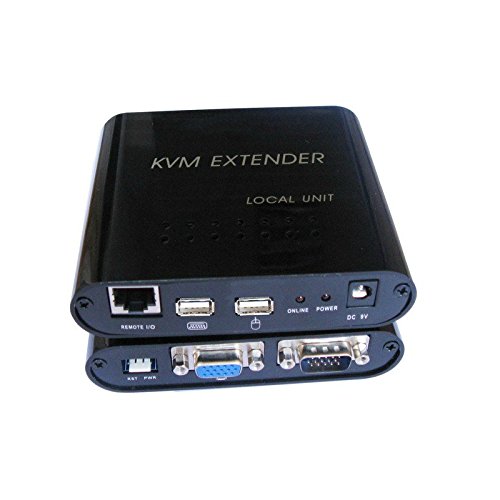 Rocsai KVM Extender Over Single Cat-5 Cat-5E Cat-6 Ethernet Cable - Up to 328ft - USB VGA Over Cat5/5e/6 Extender - 1 Local and 1 Remote - Support Windows, Linux, Mac (KVM USB 100M/328ft) | Ideal for Remote Work, Server Management, and Multi-Computer Control