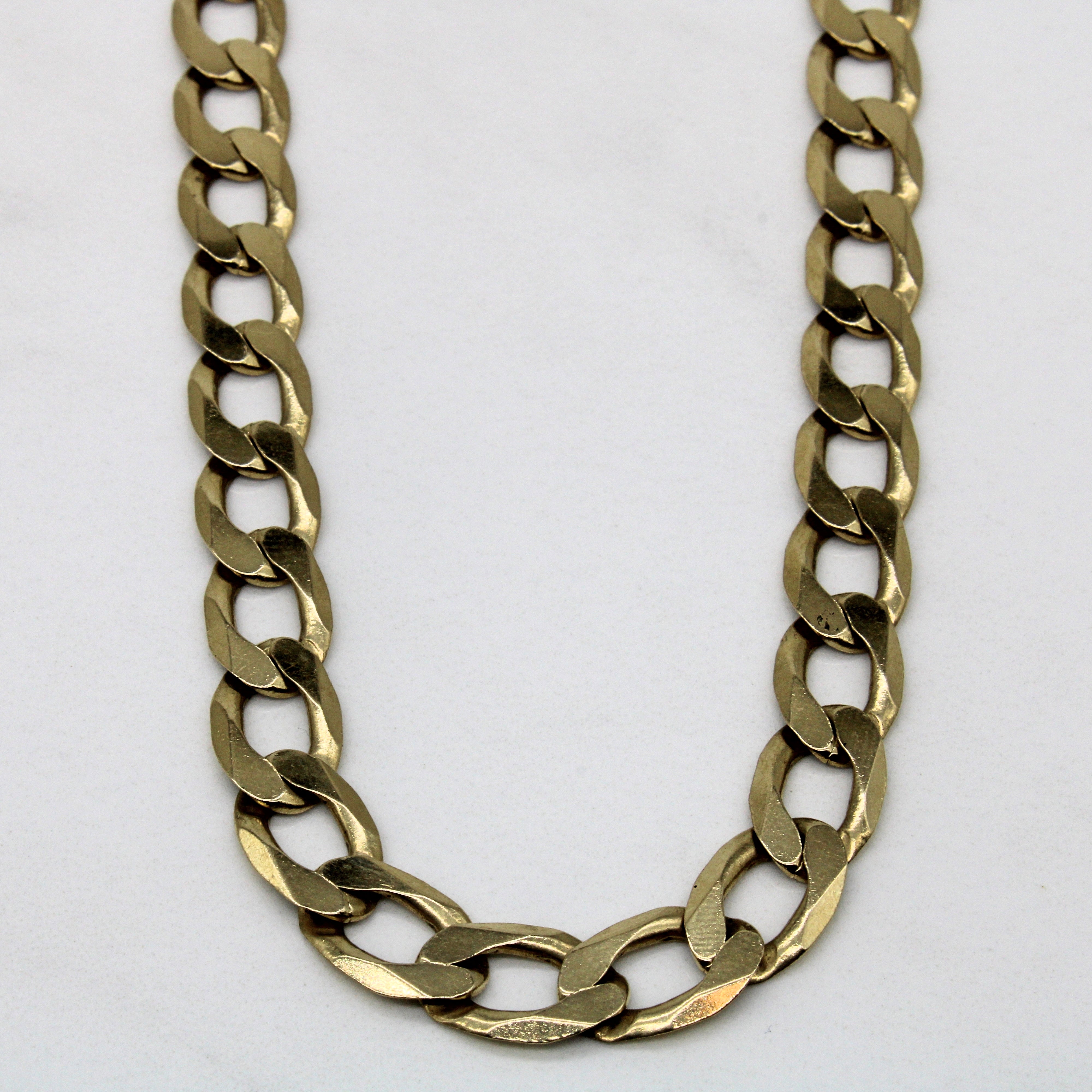 10K Yellow Gold Curb Chain Necklace for Women - 21 Inch Classic Cuban Link Chain - Perfect for Layering, Gifting & Everyday Wear
