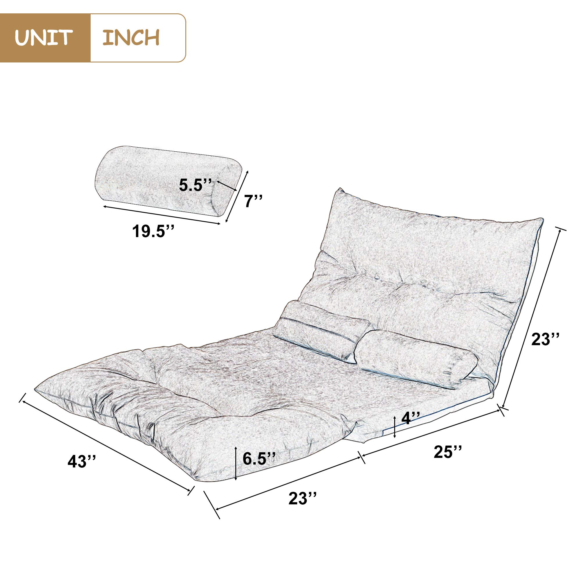 Adjustable Folding Futon Sofa Bed - Convertible Gaming & Lounge Sofa with 2 Pillows for Living Room, Bedroom, Apartment & Small Spaces (Light Brown) | Perfect for Video Gaming, Guest Sleeping & Space-Saving Solutions