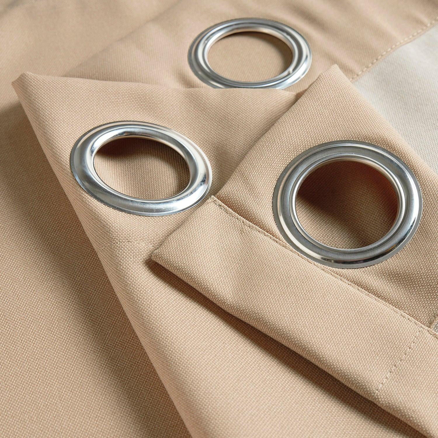 Sand Dune Beige Grommet Villanova Outdoor Curtains - Waterproof Sun Shade Patio Drapes for Deck, Porch & Poolside (Set of 2 Panels)
