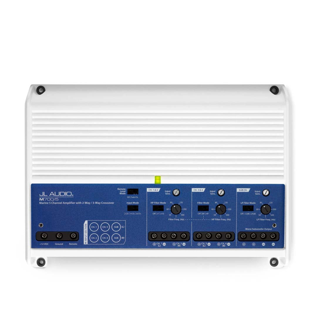 JL Audio M700/5 Marine Amplifier - 5 Channel Class D M Series Boat Audio System for Superior Sound on Water | Perfect for Yachts, Speedboats & Marine Entertainment