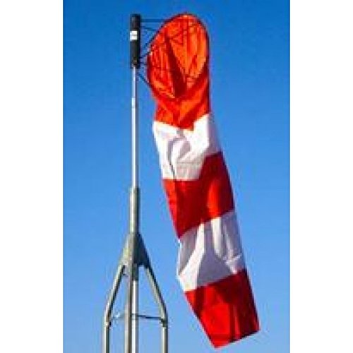 36x144 Inch Orange & White Striped Nylon Airport Safety Windsock Flag - High Visibility for Airports, Construction Sites & Marine Use