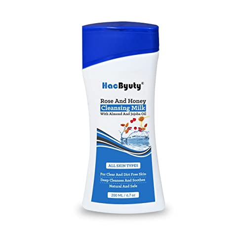 HacByuty Rose & Honey Cleansing Milk - Gentle Face Wash for Dry & Sensitive Skin | Hydrating & Nourishing Facial Cleanser for Daily Skincare Routine