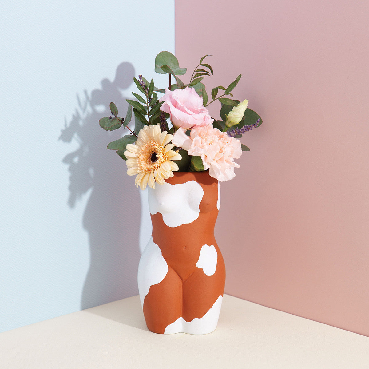 Small Body Vase for Home Decor - Perfect for Flowers, Centerpieces & Vitiligo Awareness Displays