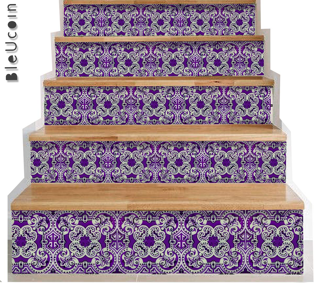 Peel and Stick Stair Risers Decals - 5 Pack Waterproof Vinyl Stair Stickers (4