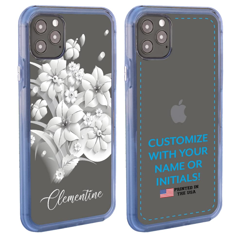 Custom Clear iPhone 12 Pro Max Case for Women - Personalized Name Designer Phone Cover with Marble Bouquet Pattern - Perfect Gift for Her, Office Use & Daily Protection