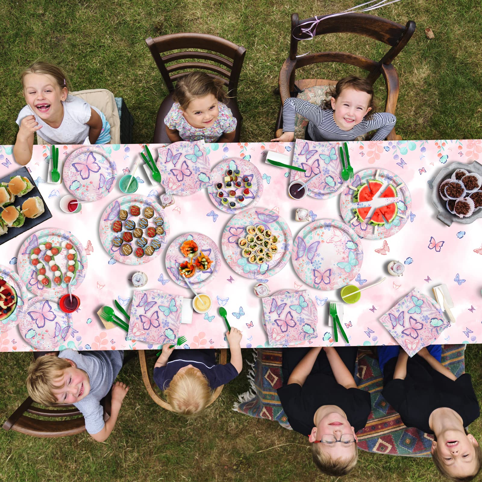 Butterfly Themed Birthday Party Supplies Set - 16-Pack Disposable Paper Plates, Napkins & Cups for Girls Birthday Decorations | Perfect for Garden Parties, Baby Showers & Themed Celebrations