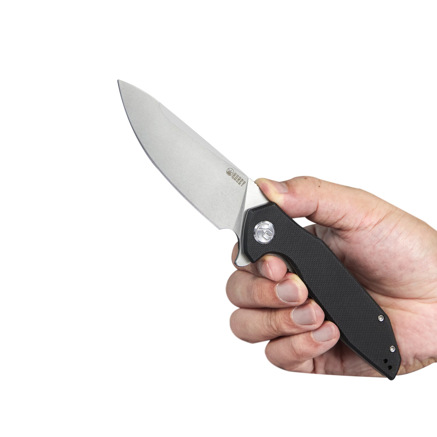 Premium Nova Liner Lock Flipper Folding Pocket Knife - Black G10 Handle, Bead Blasted D2 Steel Blade (KU117A) - EDC, Camping, Hiking & Outdoor Survival Tool