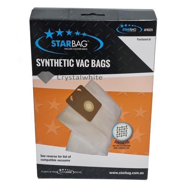 Starbag AF1022S Synthetic Vacuum Cleaner Bags - 6 Pack, HEPA Filtration, Compatible with Most Upright Vacuums - Perfect for Pet Hair, Allergies & Deep Cleaning Homes
