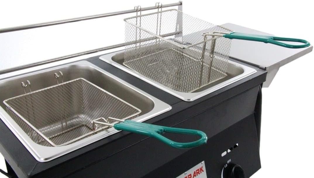 Commercial Grade Two Tank Deep Fryer with 2 Stainless Steel Baskets - High Capacity Propane Outdoor Cooker for Fish, Chicken & More - Includes Thermometer & Regulator - Perfect for Backyard BBQs, Tailgating & Outdoor Cooking