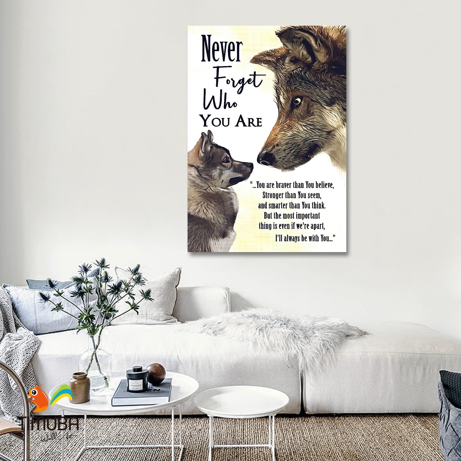 Inspirational Wall Art - Motivational Canvas Prints for Office & Home Decor, Positive Quote Wall Art with Wolf Design, Modern Framed Artwork (32x48 Inches) - Perfect for Living Room, Bedroom or Workspace