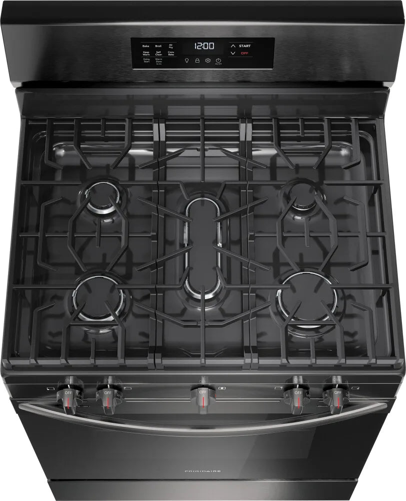 Frigidaire FCRG3083AD 30 Inch Gas Range with Air Fryer - Black Stainless Steel | Perfect for Home Kitchens & Air Frying Meals