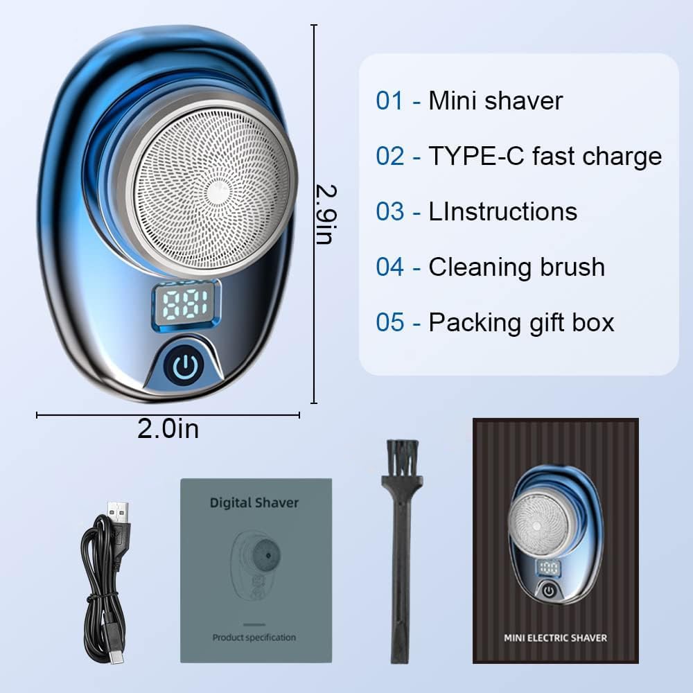 Mini Portable Electric Shaver for Men - Waterproof USB Rechargeable Travel Razor with Black-Silver Gradient Design | Perfect for Business Trips, Gym Bags & Daily Grooming