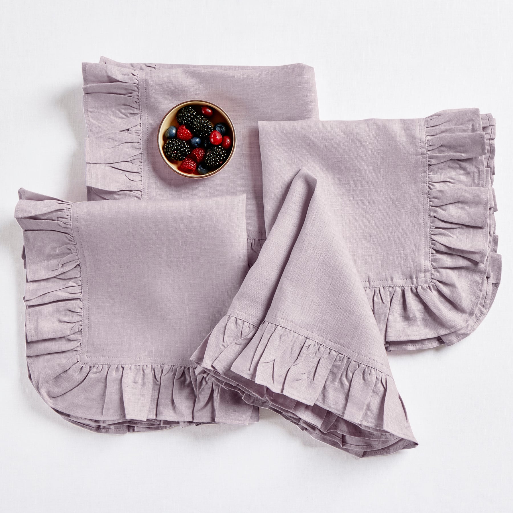 Gabrielle Ruffle Napkins Set of 4 - Elegant Cotton Dinner Napkins for Formal Dining, Wedding, and Special Occasions