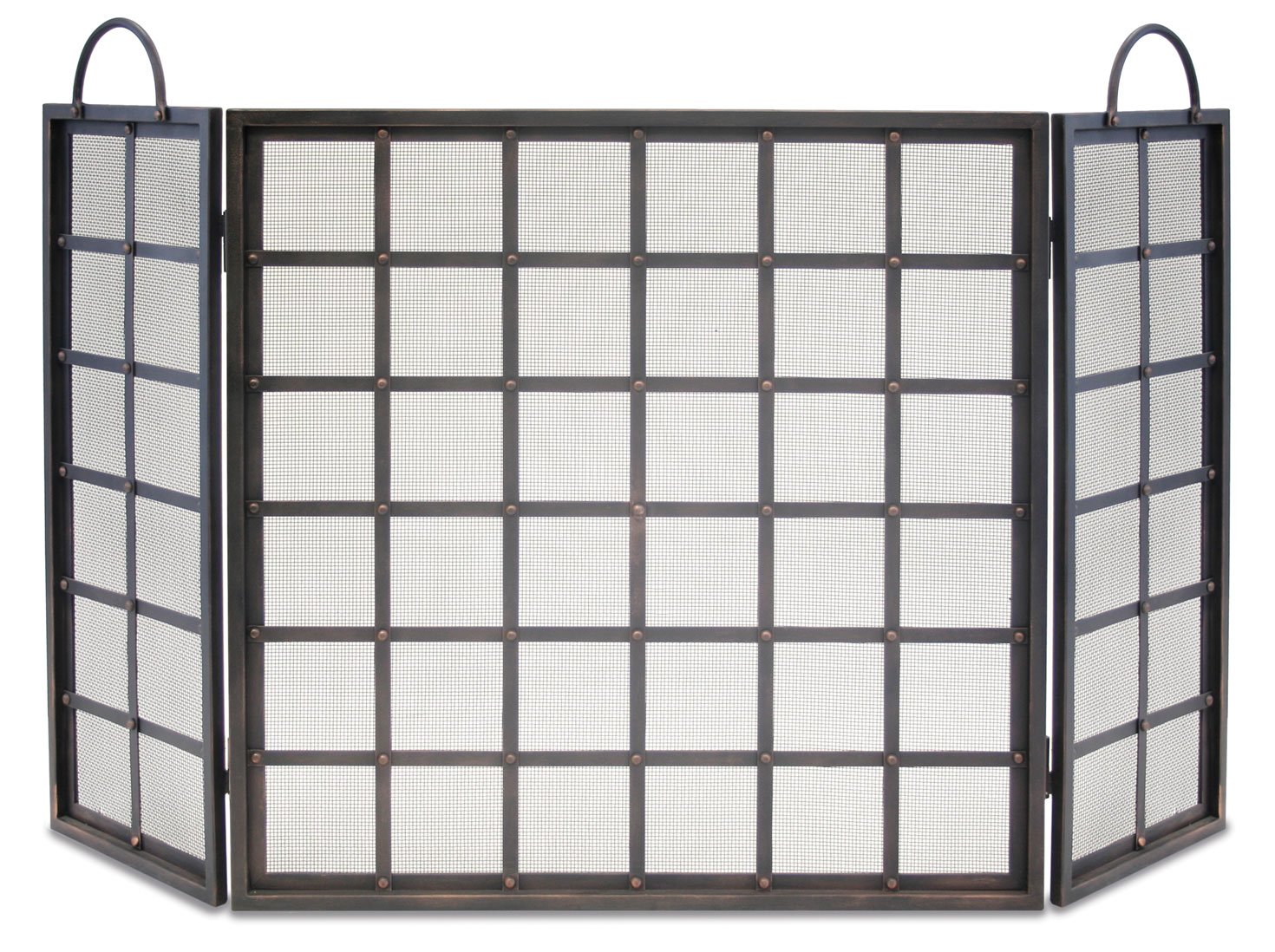 Pilgrim Home & Hearth 18228 Manor Tri-Fold Room Divider Screen in Distressed Bronze Finish - Perfect for Living Room Privacy, Bedroom Partition & Home Decor