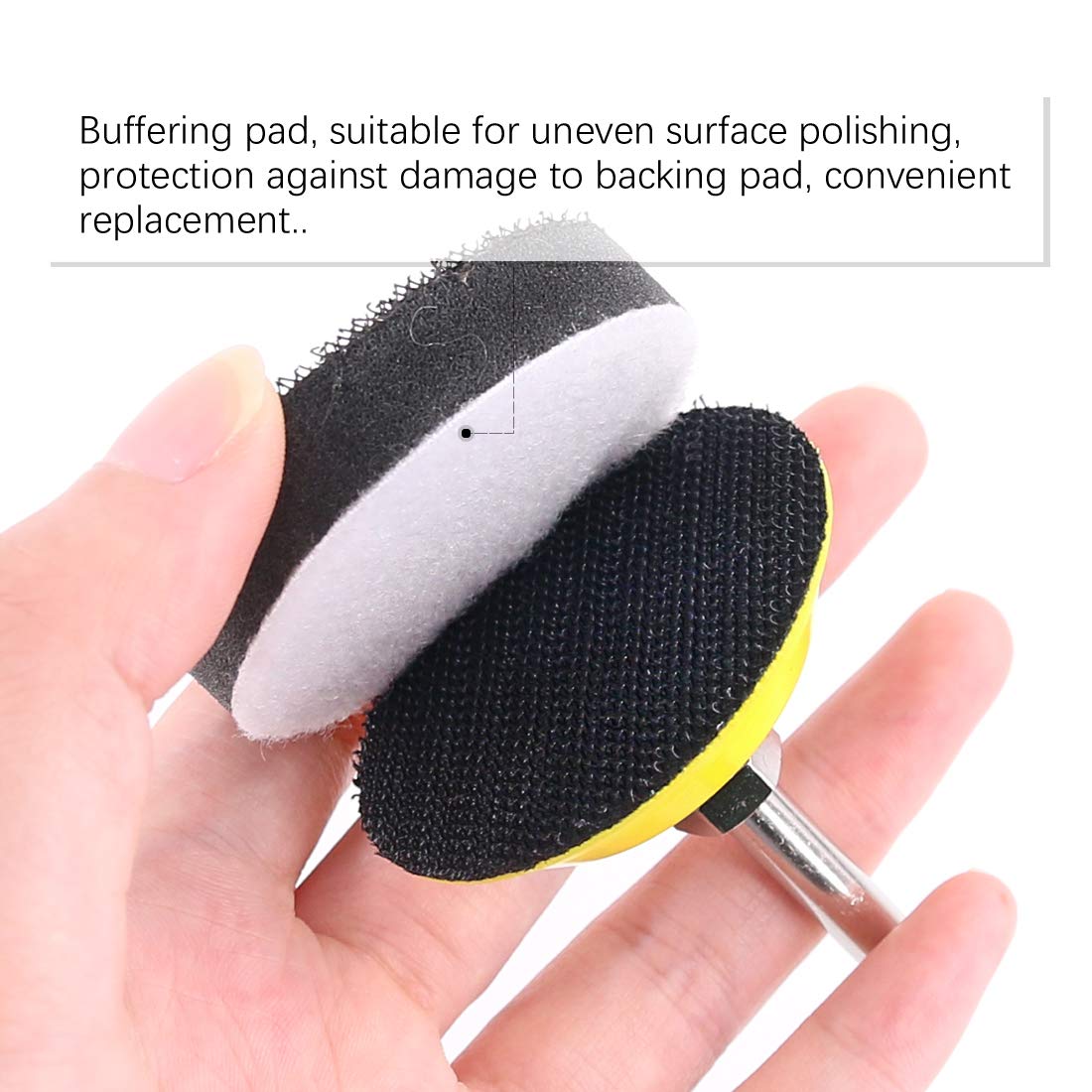 Swpeet 10-Piece 2 Inch (50mm) Sanding Discs Kit with 5 Drill Backing Pads & 5 Soft Foam Buffering Pads - Compatible with Hook & Loop Sanding Pads, Ideal for Woodworking, Metal Polishing & DIY Projects