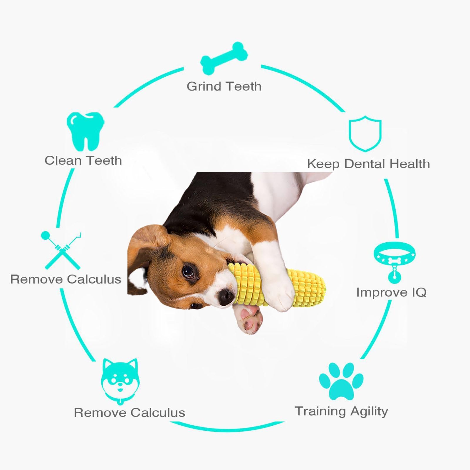 Durable Dog Chew Toys for Aggressive Chewers - Corn-Shaped Interactive Squeaky Toy for Medium Breed Puppies - Tough Rubber Dental Chew Toy for Teeth Cleaning | Perfect for Playtime, Training & Dental Health