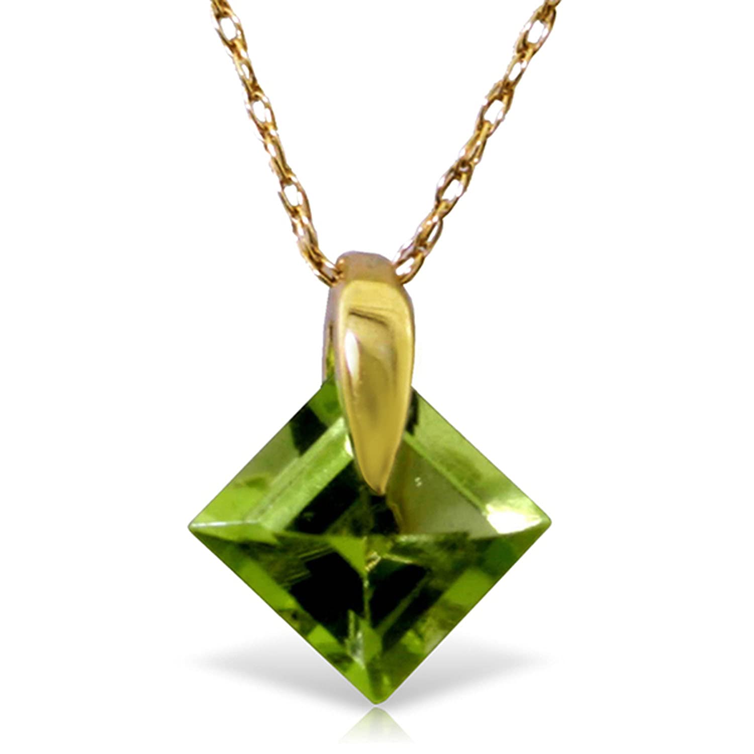 14K Solid Gold Necklace with Natural Peridot Gemstone - Elegant Galaxy Gold GG Jewelry for Women, Perfect for Birthday, Anniversary & Special Occasion Gifts