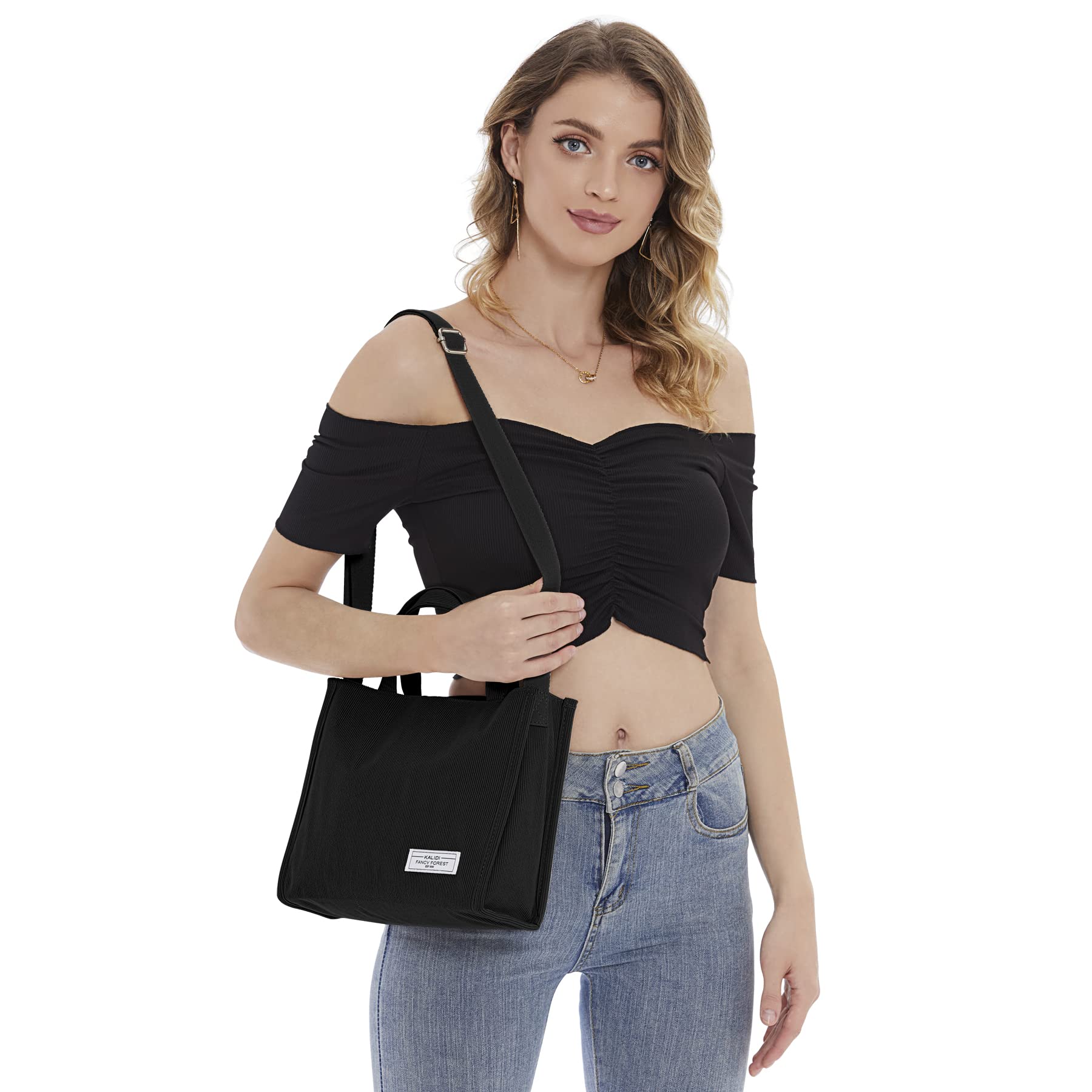 KALIDI Women's Corduroy Crossbody Tote Bag - Stylish Zippered Shoulder Handbag with Pockets | Perfect for Work, Travel & Everyday Use