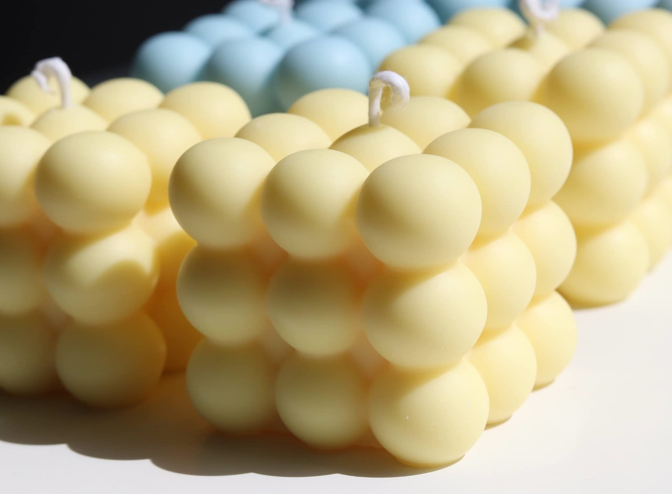 Brighter Sky Natural Soy Wax Bubble Pillar Candle - Handmade Home Decor, Romantic Gift for Her, Wedding Centerpiece, Bath Relaxation & Dinner Table Ambiance