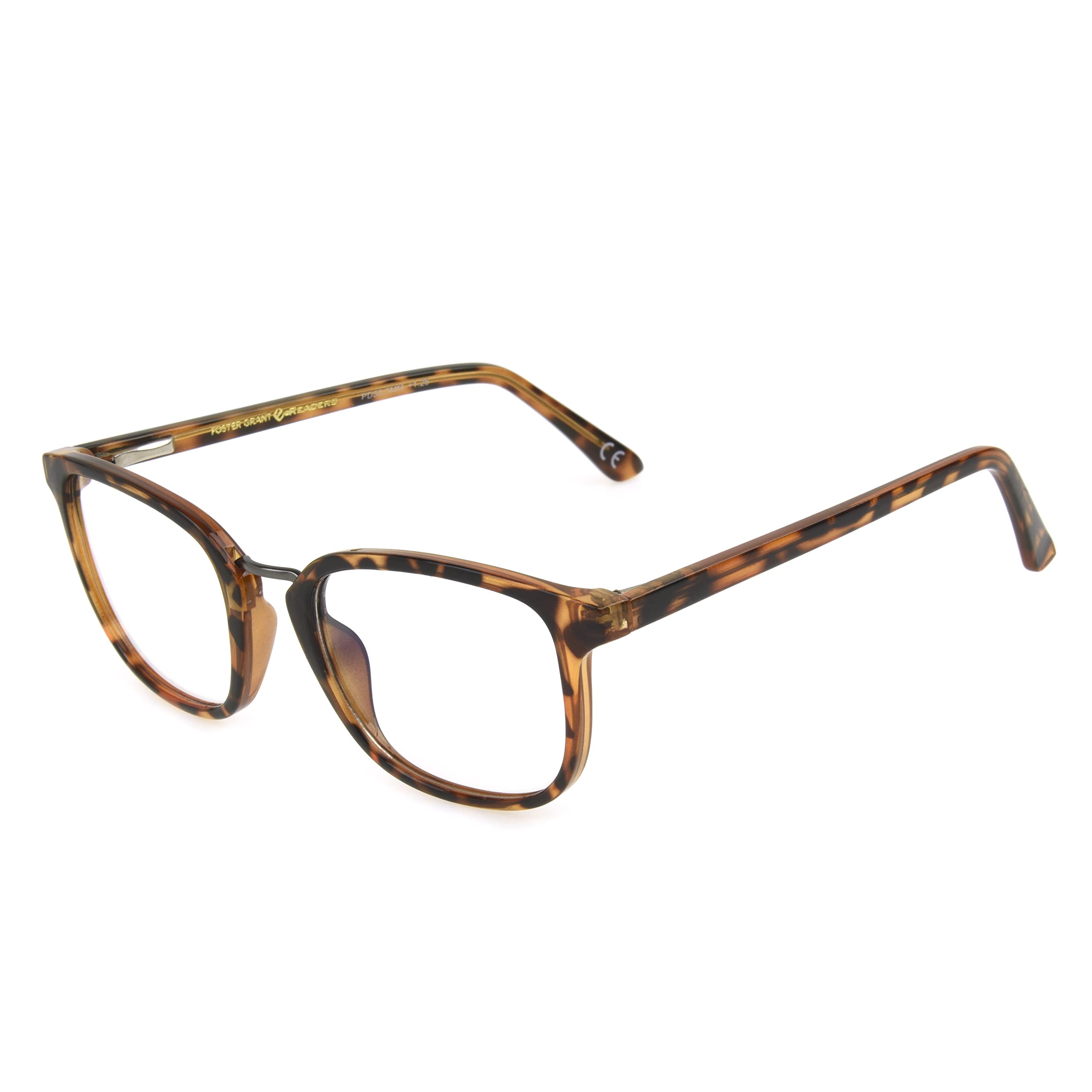 Foster Grant Men's Francisco Blue Light Blocking Glasses for Reading & Digital Screens - Tortoise Frame 50mm - Reduce Eye Strain for Work, Gaming & Computer Use