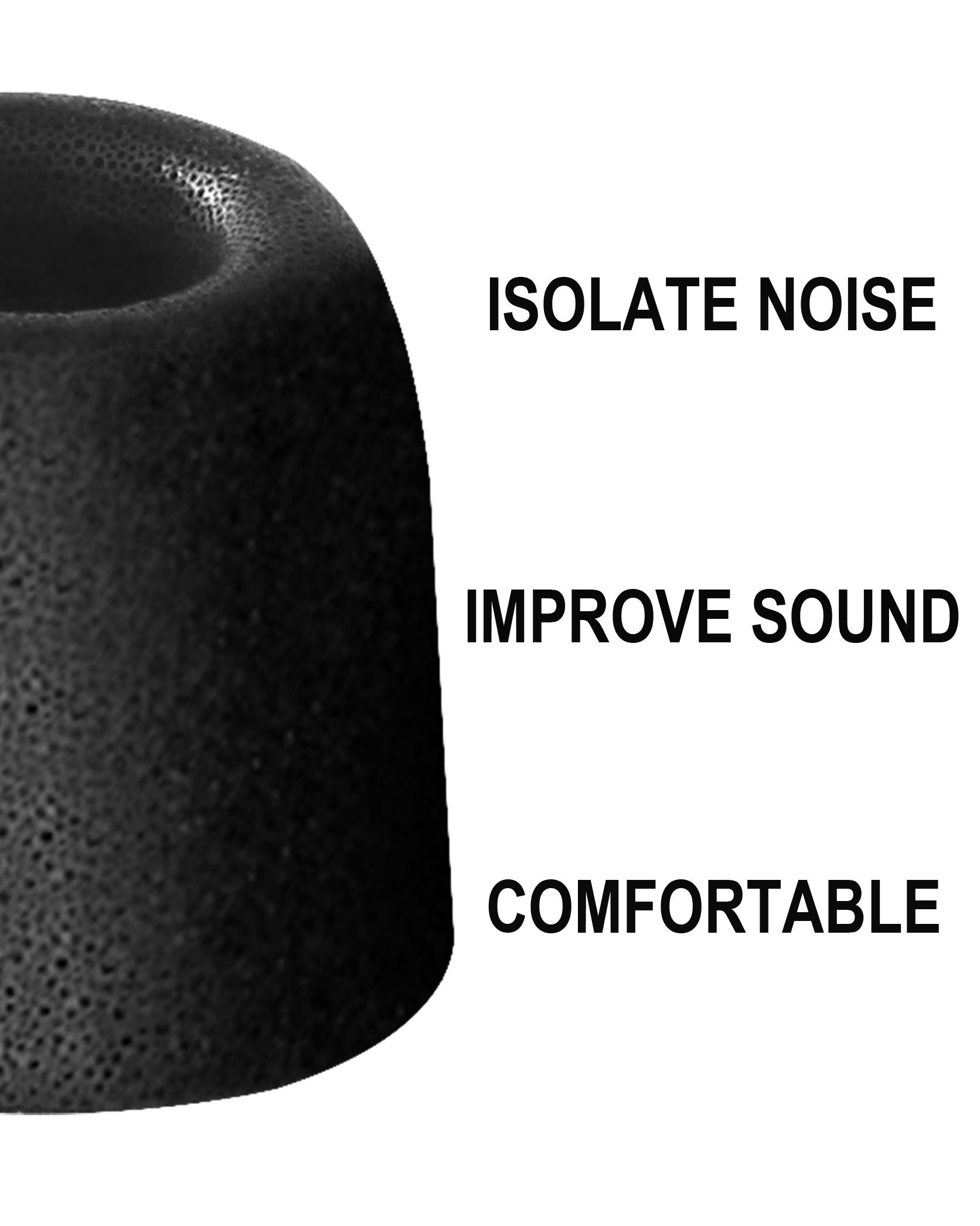 SIMOLIO Wireless TV Headphone Replacement Ear Tips - Noise Isolating Memory Foam Earbuds for Under-Chin Headsets, Soft Comfort Ear Cushions (5 Pairs, Small Size, Black) - Perfect for Watching TV, Gaming & Home Theater Use Without Disturbing Others