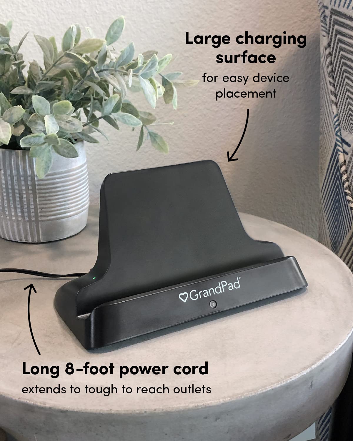 Fast Wireless Charging Dock for GrandPad Tablet - Qi-Certified Charger for Seniors & Elderly - Perfect for Home, Office & Travel Use