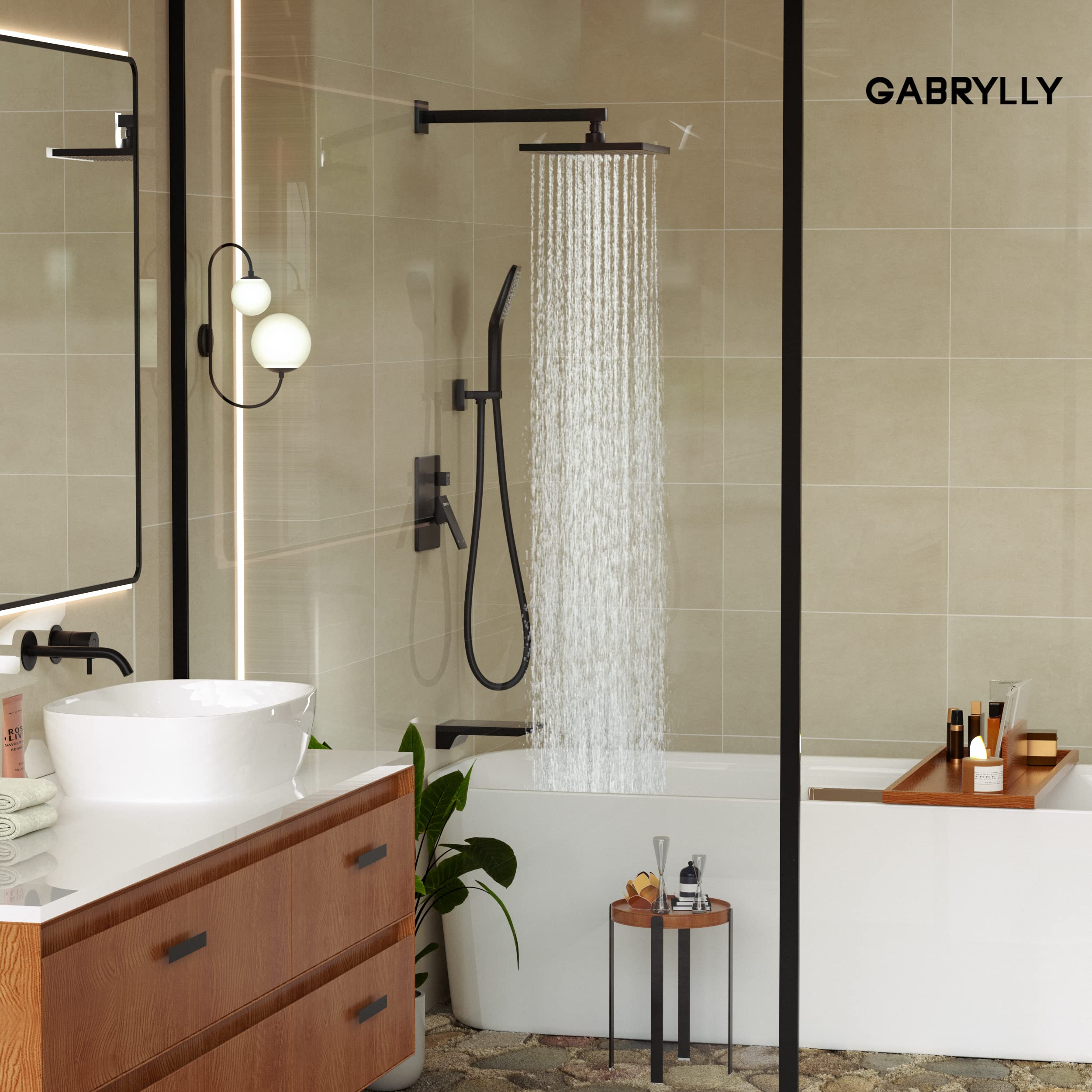 Gabrylly Matte Black Shower System - 10