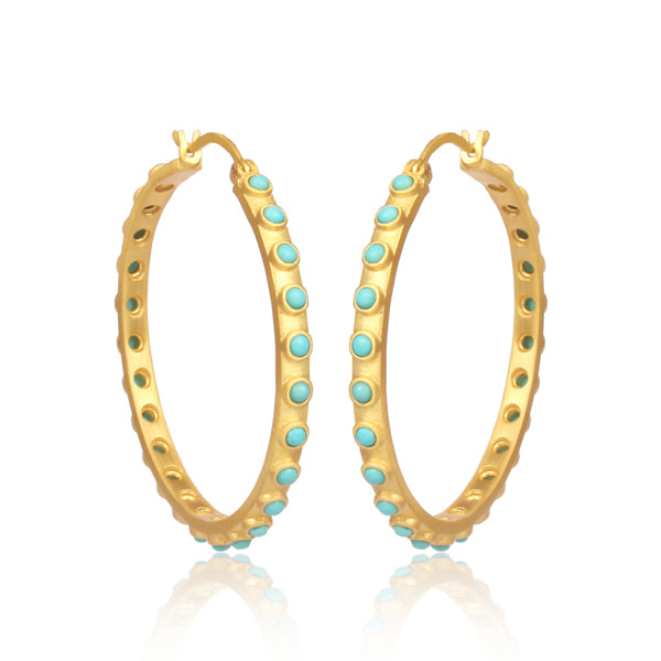 Stylish Turquoise Hoop Earrings for Women - Boho Chic Dangle Earrings for Everyday Wear & Special Occasions