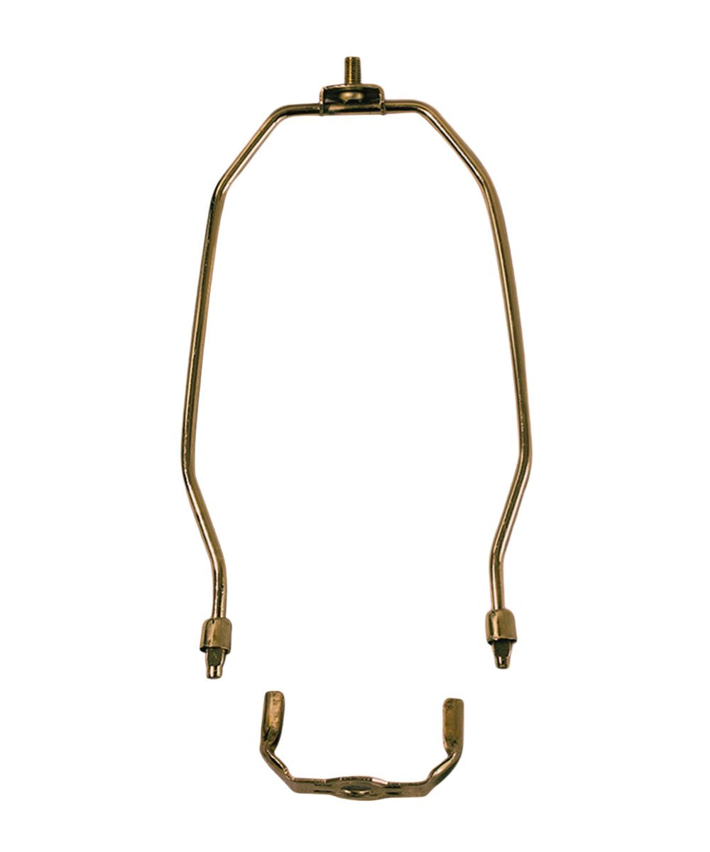 10 Pack Antique Brass Heavy Duty Lamp Shade Harp Fitters - Replacement Parts for Floor & Table Lamps, Chandeliers, Pendant Lighting - Easy Installation, Durable Metal Construction