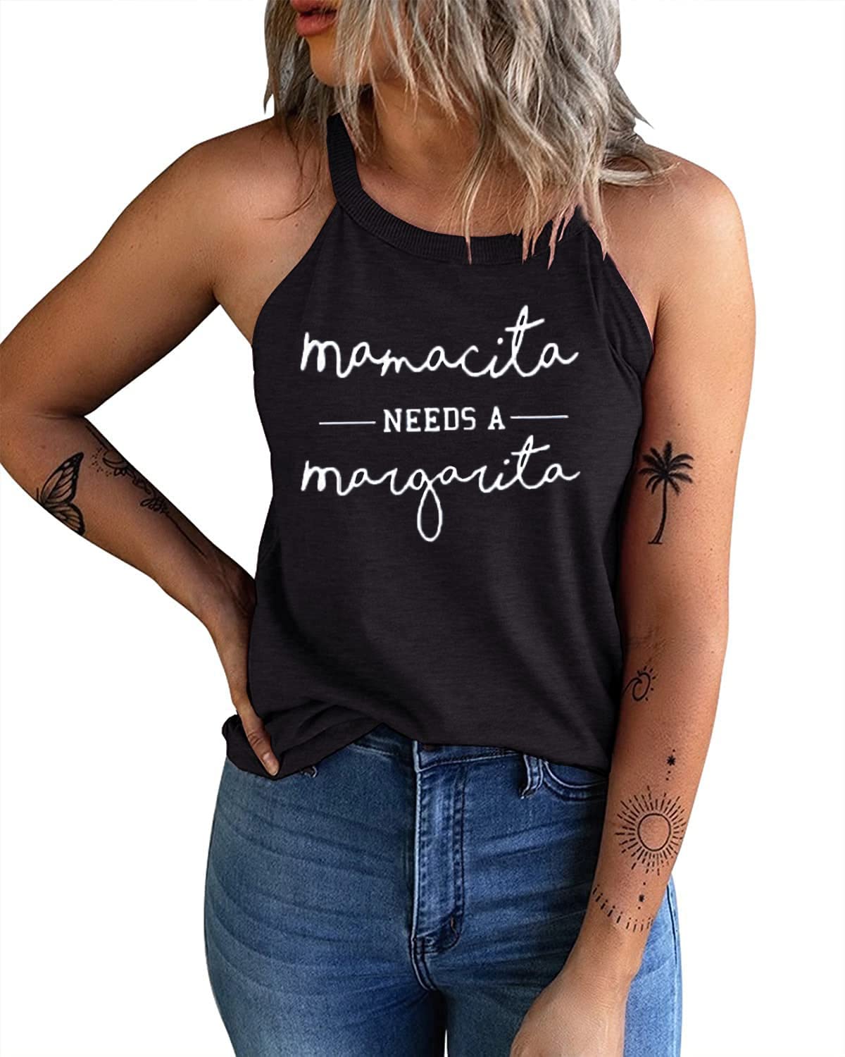 IRISGOD Women's High Neck Tank Tops - Summer Graphic Halter Sleeveless Tee Shirts for Rocker Style | Perfect for Concerts, Beach Outfits & Casual Wear