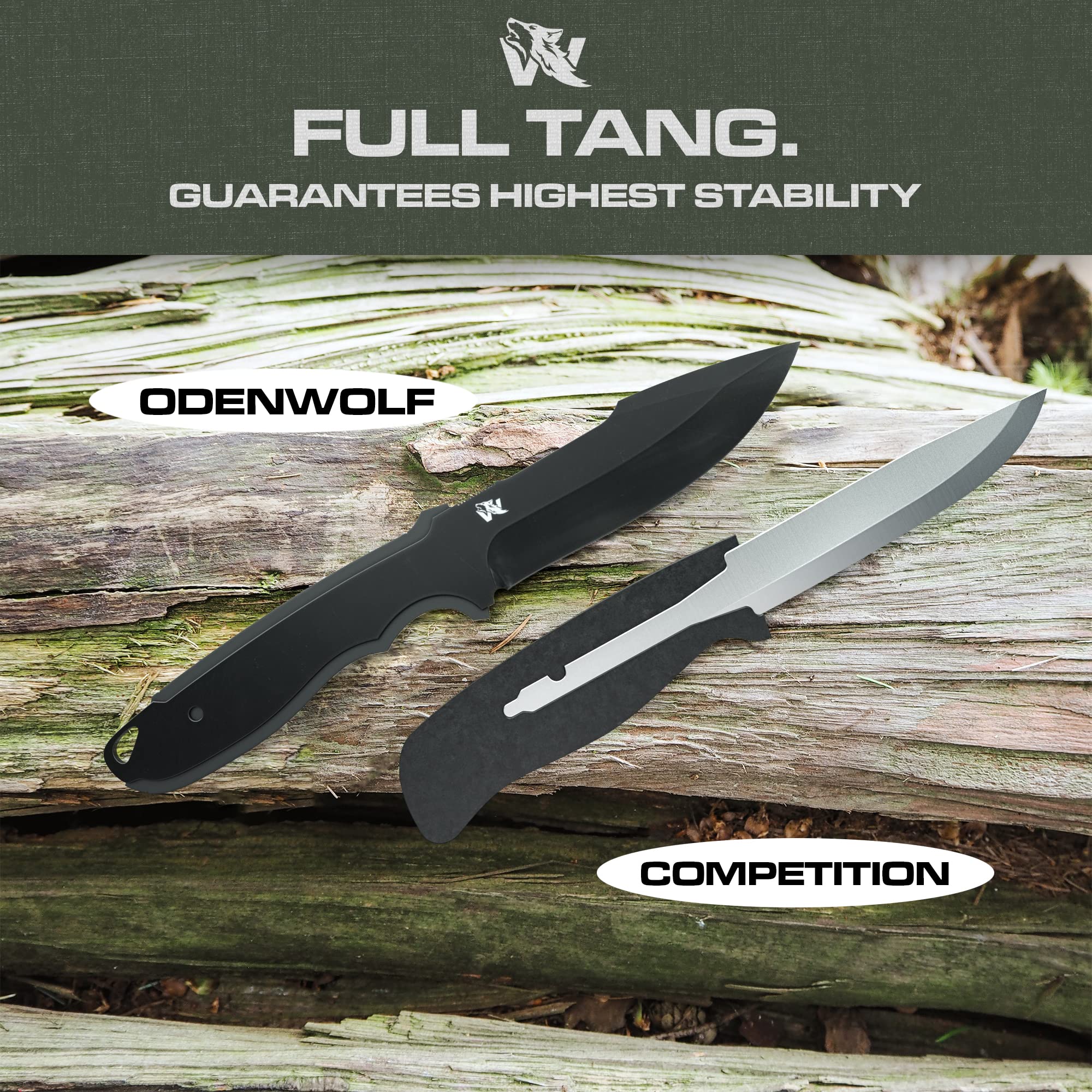 WOLF-I Full Tang Survival Knife with Sheath - Tactical Fixed Blade 440C Steel - Bushcraft Camping Knife - EDC Outdoor Knife with TPE Handle - Perfect for Hunting, Hiking & Survival Situations