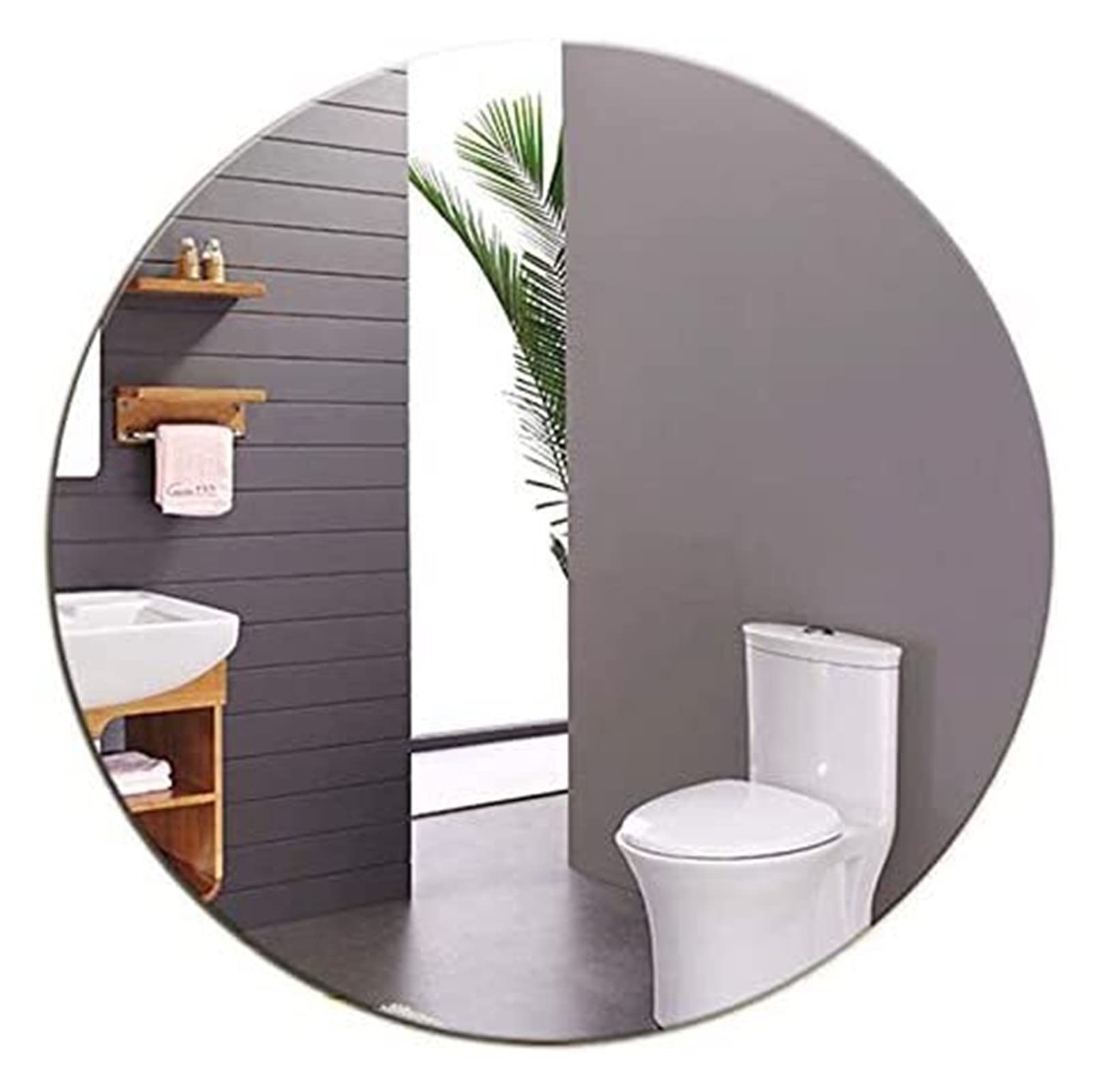 Nordic Round Wall Mirror - Frameless HD Silver Mirror for Bathroom, Bedroom, Living Room & Hallway Decor | Modern Wall-Mounted Makeup & Shaving Mirror for Home & Office Use