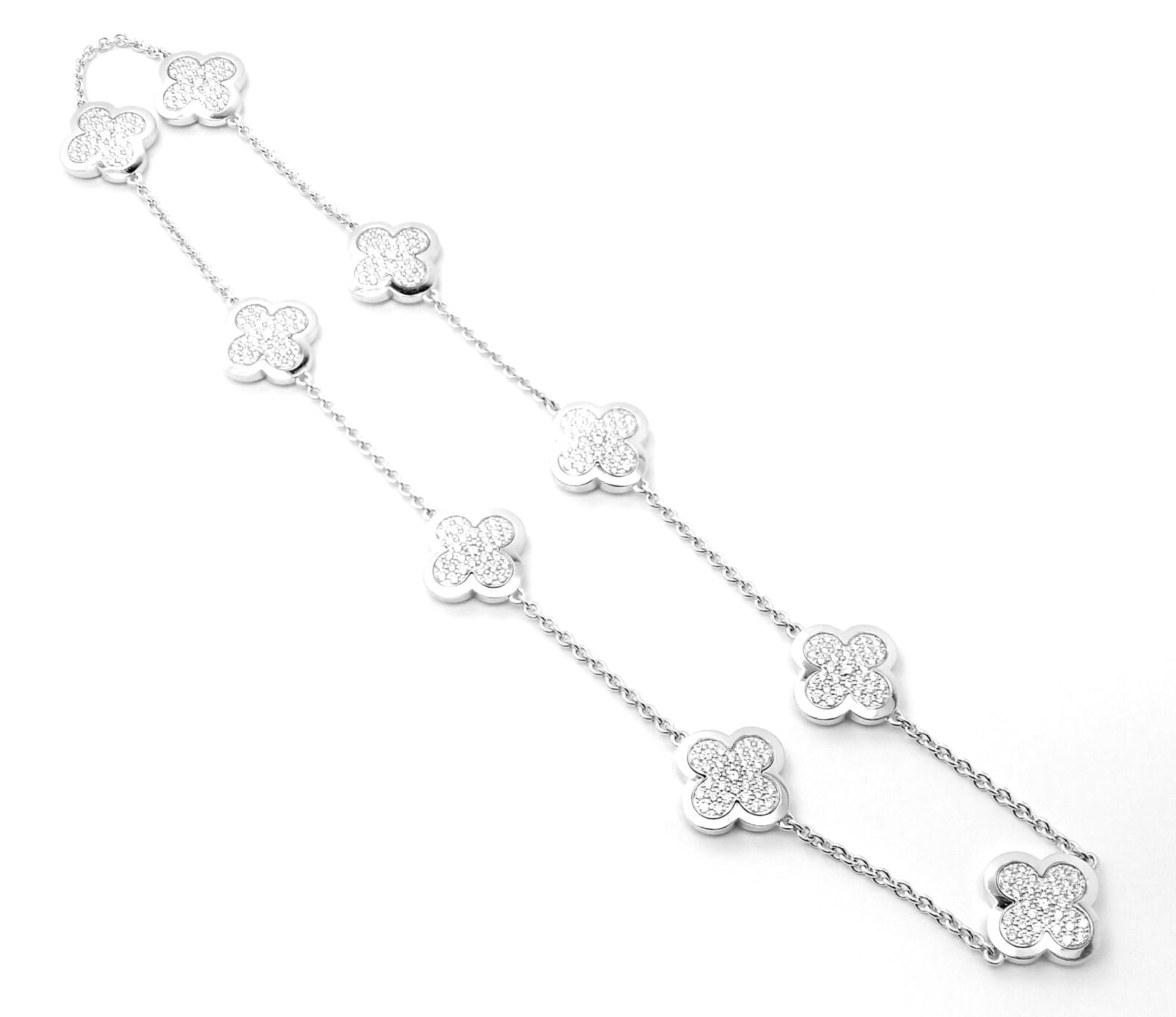 Authentic Van Cleef & Arpels 18k White Gold Diamond Pure Alhambra Necklace - Luxury Jewelry for Women, Perfect for Weddings, Anniversaries & Special Occasions