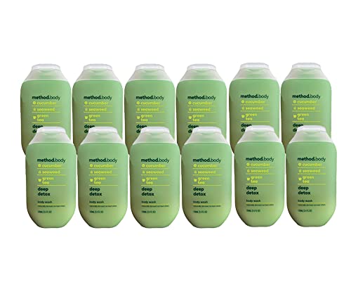 Method Deep Detox Body Wash - 3.4 oz (100mL) Pack of 12 | Natural & Refreshing Shower Gel for Men & Women | Perfect for Daily Cleansing & Post-Workout Refreshment