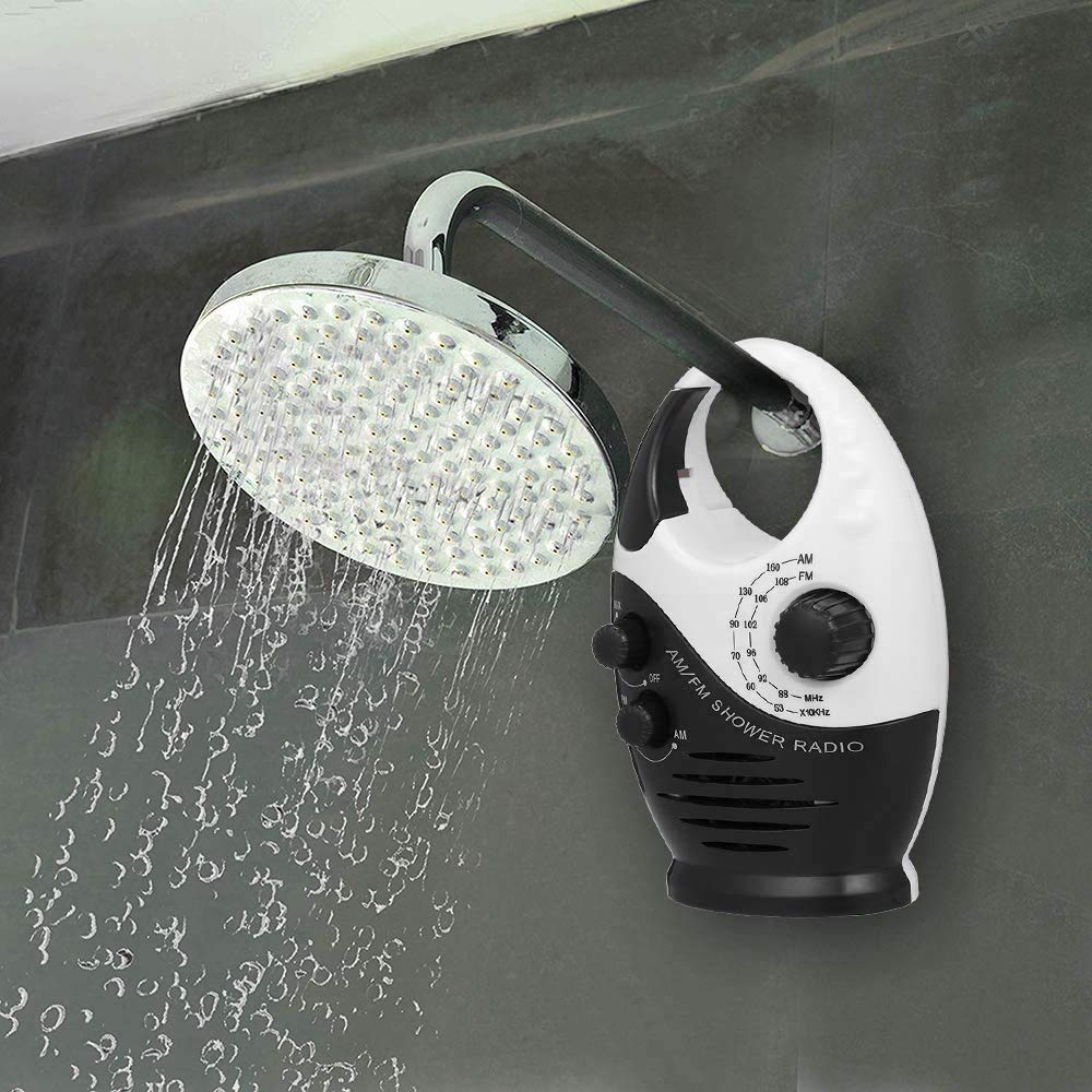 KVSERT AM/FM Shower Radio with Bluetooth Speaker - Waterproof Bathroom Radio for Music, News & Weather - Perfect for Shower, Bath, Pool & Outdoor Use