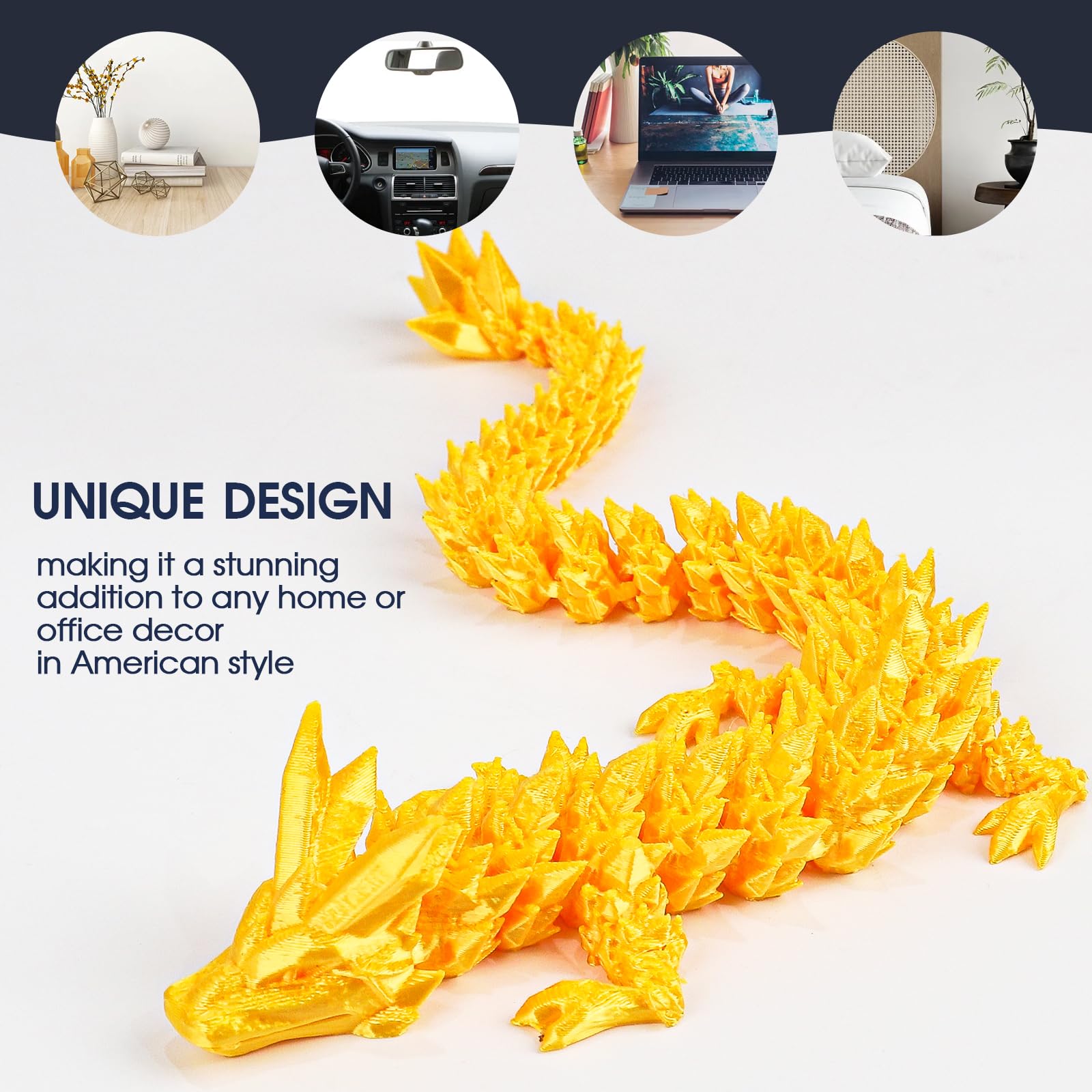 3D Printed Dragon Egg Fidget Toy - 12 Inch Desk Decor for Office & Home (Laser Yellow Green) - Stress Relief for ADHD/Autism